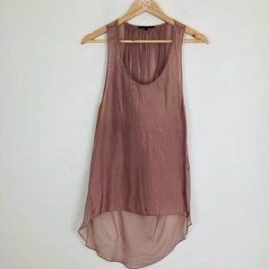 Beautiful People silk longline tank in tan mauve colorway. Size Large
